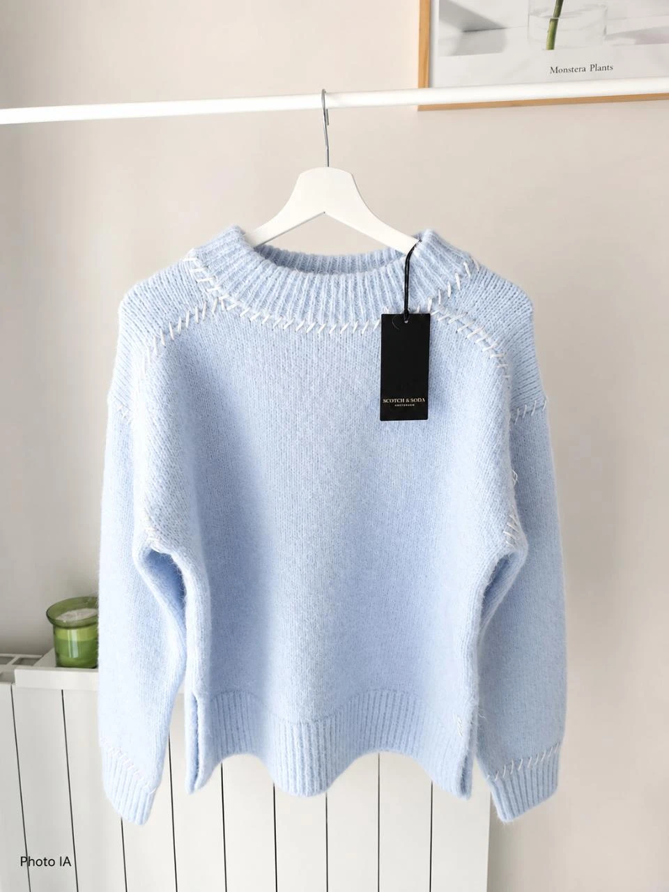 Pull bleu pastel doux laine alpaga cocoon • scotch & soda • S • Neuf